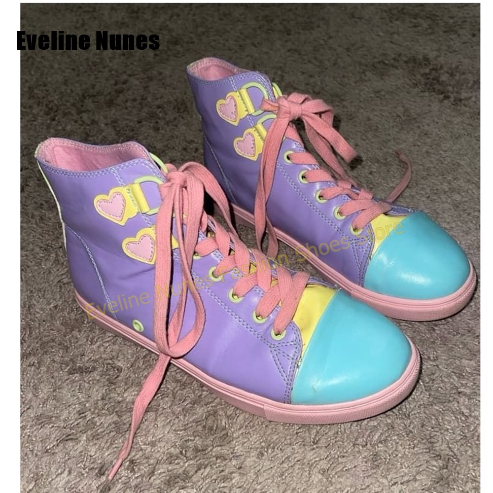 Sneakers - Słodkie sneakersy Y2K z wysoką cholewką,