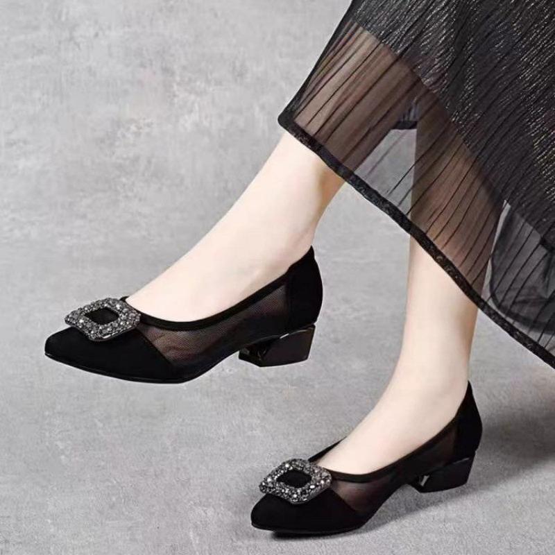 Women'S Shoes - Eleganckie czółenka z ostrym noskiem, siateczkowym
