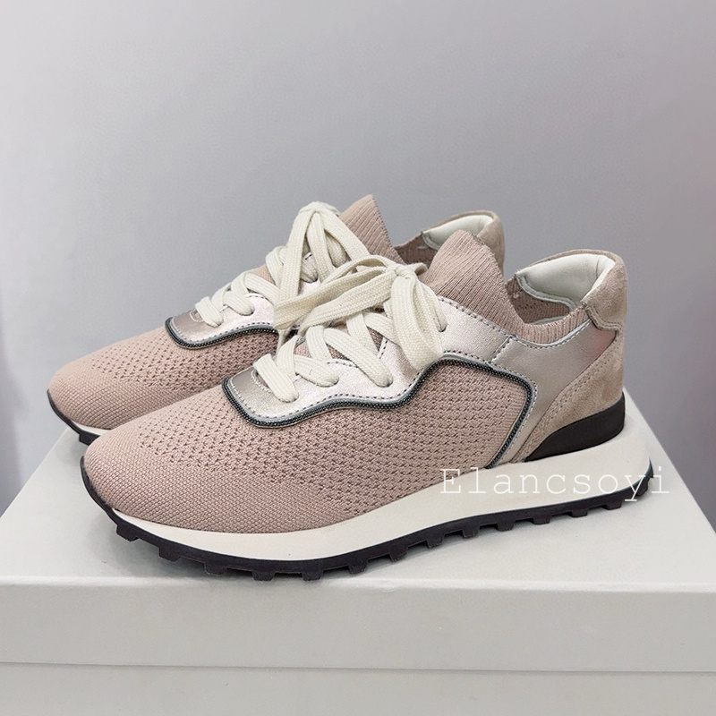 Damskie płaskie buty sznurowan – Knit Fabric Lace Up Sneakers recenzja i cena