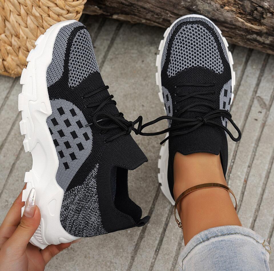 Damskie oddychające sportowe b – Knit Fabric Lace Up Sneakers recenzja i cena
