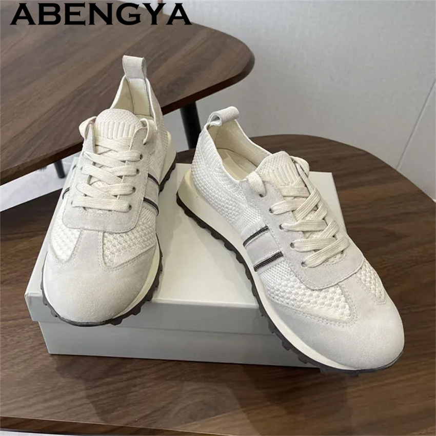 Wyprzedaż wiosenna 2026: Dzian – Knit Fabric Lace Up Sneakers recenzja i cena