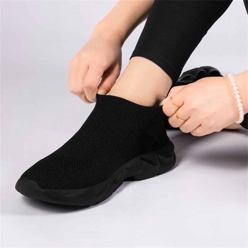 Damskie wsuwane buty do chodze – Knit Fabric Lace Up Sneakers recenzja i cena