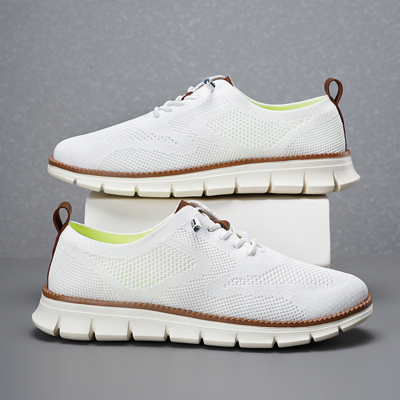Nowe męskie oddychające mokasy – Knit Fabric Lace Up Sneakers recenzja i cena