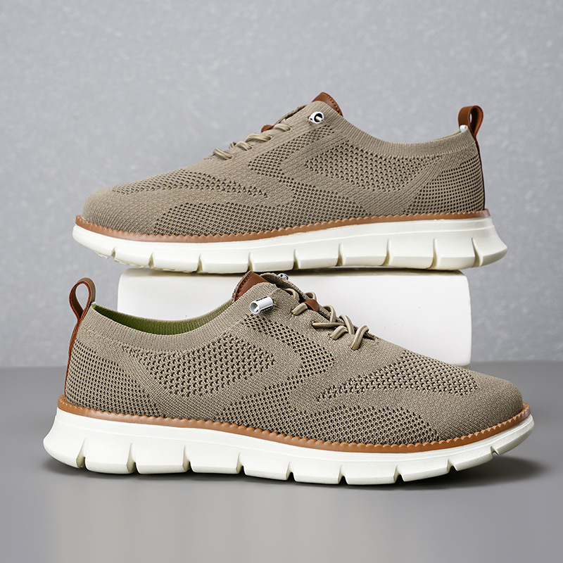 Nowe męskie oddychające mokasy – Knit Fabric Lace Up Sneakers recenzja i cena