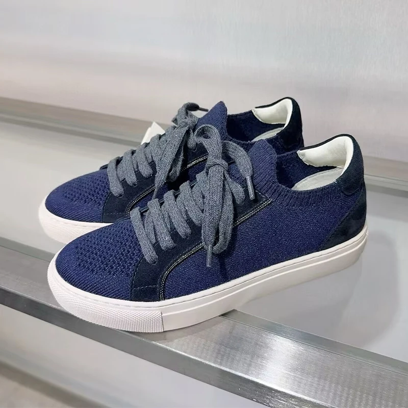 Damskie dzianinowe oddychające – Knit Fabric Lace Up Sneakers recenzja i cena
