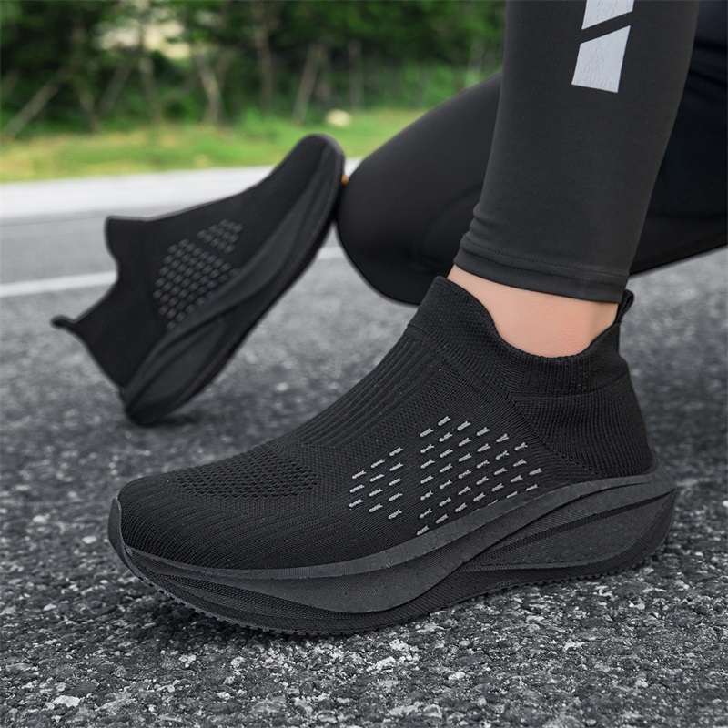 Unisexowe wsuwane buty do bieg – Knit Fabric Lace Up Sneakers recenzja i cena
